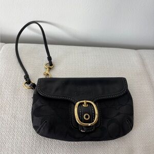 Coach Black Wristlet with Gold Buckle